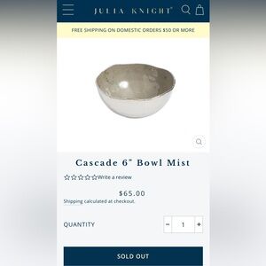 julia knight cascade 6” bowl mist.